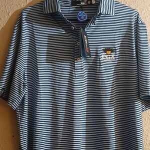 PGA Tour Men's Navy and White Striped Polo